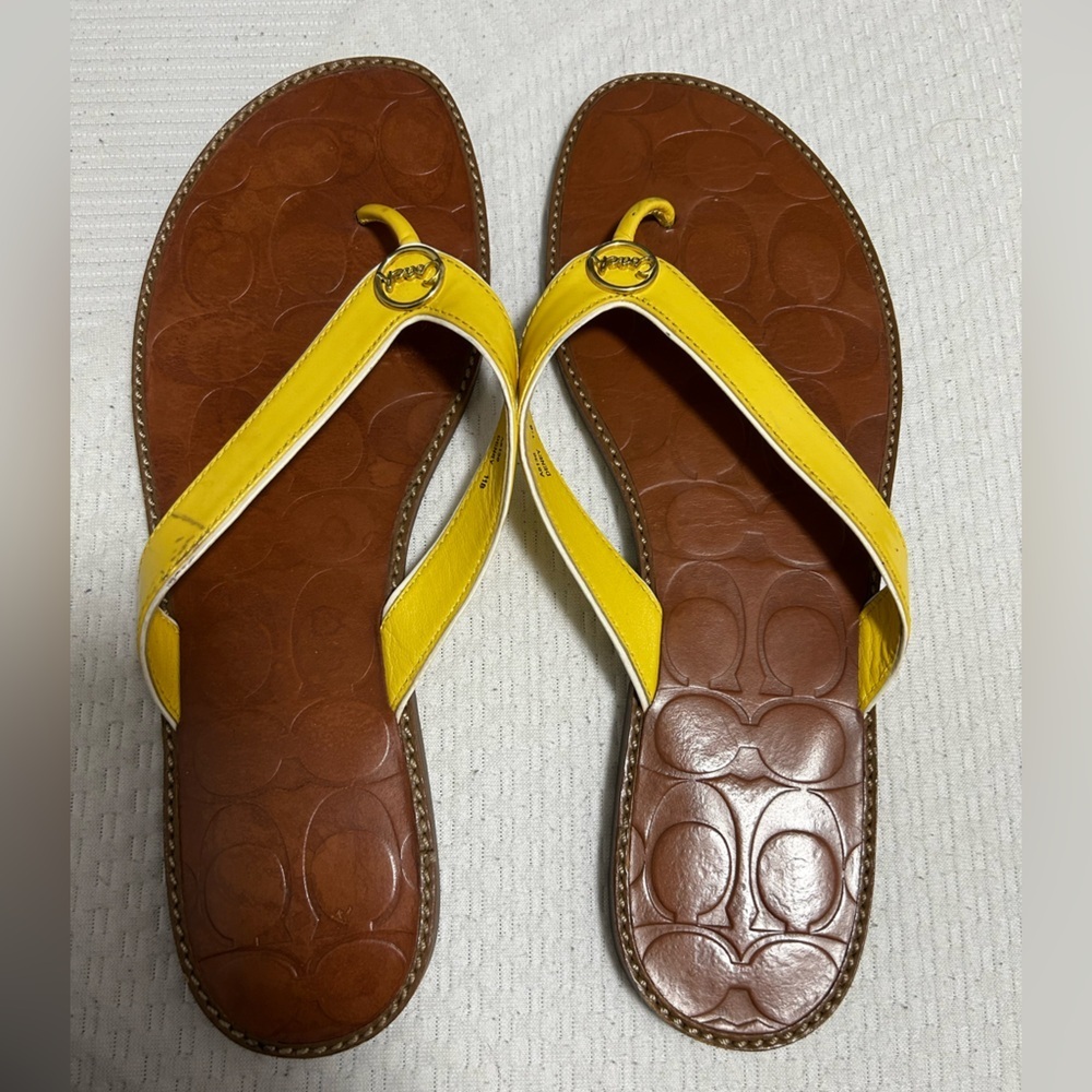 Coach Yellow and Brown Sandals
